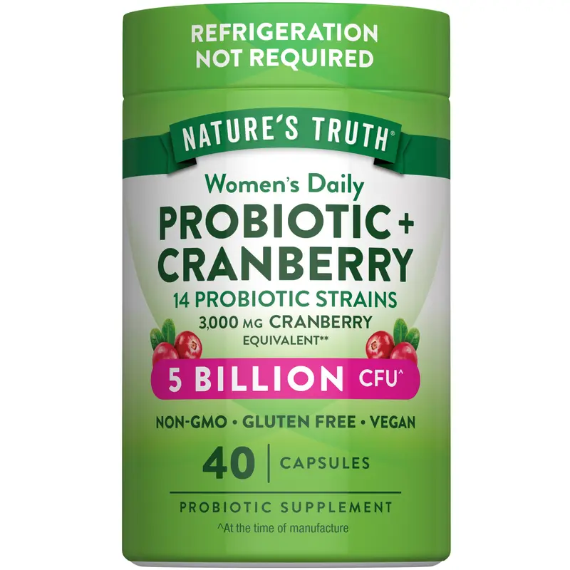 Nature's Truth Probiotics for Women with Cranberry - 5 Billion CFUs Daily - 40 Vegan Capsules - Non-GMO & Gluten Free