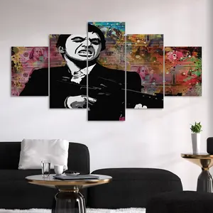 5 Counts Unframed Canvas Poster, Gangster Money Gun Art, Exquisite Poster, Perfect Living Room Decoration, Modern Art, modern abstract art, Fashion Family Poster, Wall Art Decoration, Odorless, Waterproof, Artwork