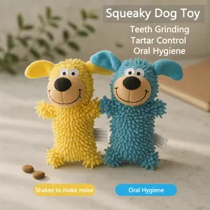 Squeaky Dog Toy for Teeth Grinding Tartar Control Oral Hygiene Shakes to Make Noise Soft Plush Design