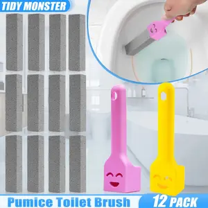 12pcs Pumice Cleaning Sticks with Handle, Toilet & Bathroom Cleaning Bars for Hard Water Stains, Ideal for Kitchen & Bathroom Use, Bathroom Supplies