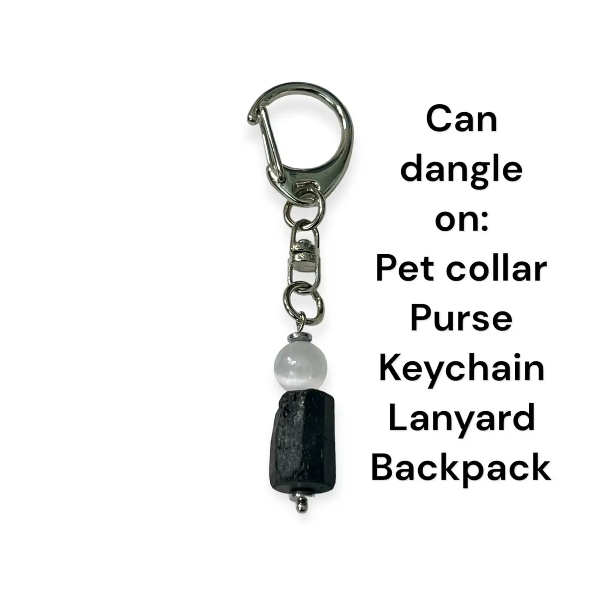 Tourmaline and Selenite Keychain, Protection