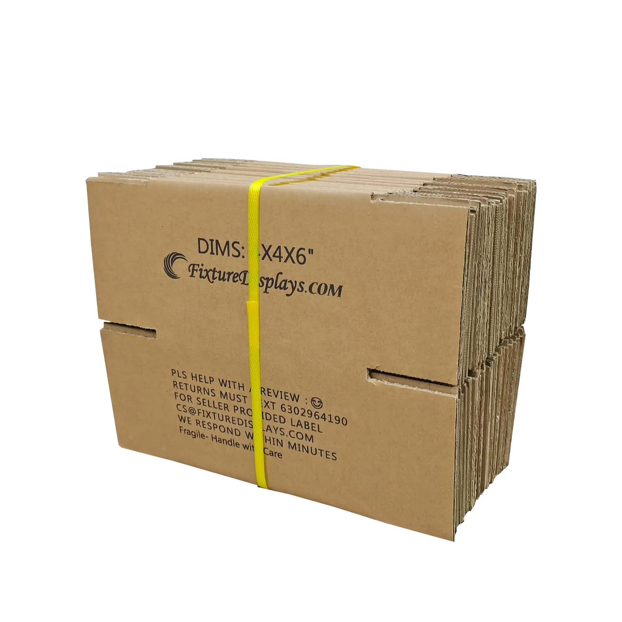 FixtureDisplays® 20 Pack 4 X 4 X 6" Shipping Boxes, Singlewall B Flute Cardboard Box for Shipping, Mailing, Packaging and Storage, Custom Size & Print Welcome 4X4X6-20PK-NF
