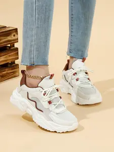 Women's Fashionable Colorblock Lace Up Chunky Sneakers, Casual Comfortable Breathable Soft Sole Sports Shoes, Female All-match Round Toe Shock Absorbing Running Shoes for Daily Wear Sporty Running Shoes