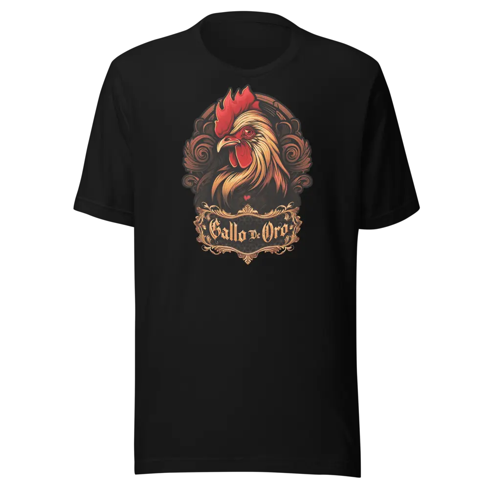 Gallo de Oro T-Shirt – Wearable Artistry for the Bold and Stylish Unisex t-shirt Casual Menswear Top Day Golden Soft Cotton
