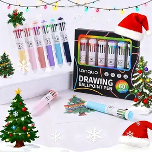 Christmas Blueberry Ten-Color Ballpoint Pen Set, High-Quality Cartoon Design, Ideal for Student Note-Taking, Christmas Hand Account Drawing Pens, Doodle Drawing Pen