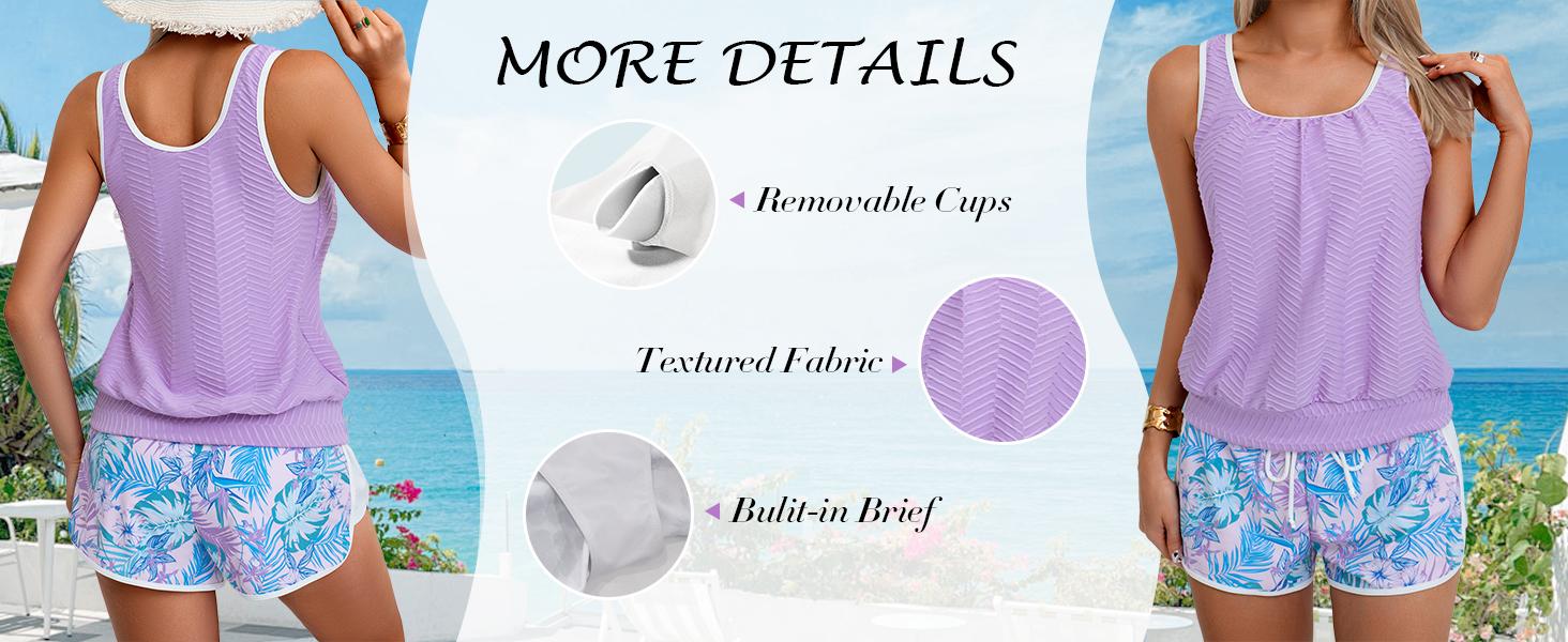 Aidonger SummerVibes Tankini Swimsuit for Women Modest Two Piece Bathing Suit Scoop Neck Swim Suits with Boy Shorts Tankiniswimsuit Tankinisuit Aidonger SummerVibes Tankini Swimsuit for Women Modest Two Piece Bathing Suit Scoop Neck Swim Suits with Boy Shorts Tankiniswimsuit Tankinisuit