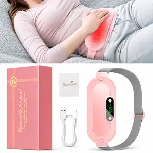 Portable Cordless Heating Pad for Period Cramps| Fast-Heated Belly Wrap with 3 Heat Levels & 4 Massage Modes| Menstrual Back/Belly Pain Relief Warm Gift for Women (Pink)