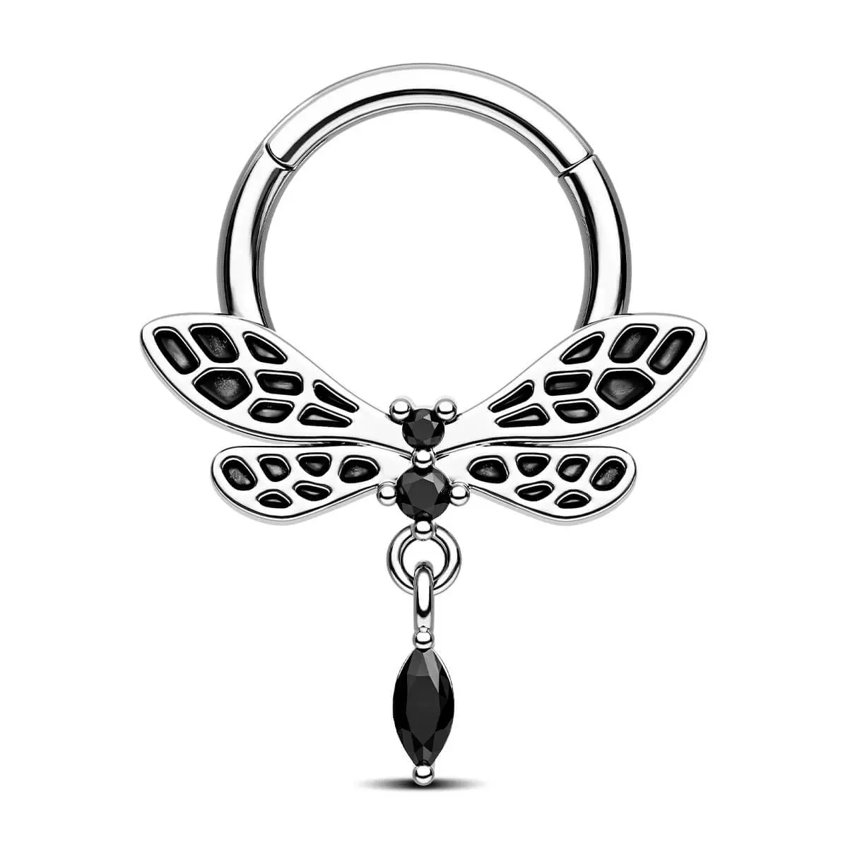 Oufer Dragonfly Black CZ Septum Ring