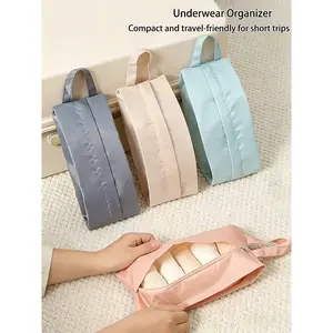 Travel Underwear Storage Bag, Portable Zipper Cosmetic Organizer, Multi-Use Travel Pouch with Handle for Short Trips & School
