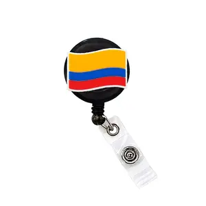 Colombia Flag Badge Reel ID Holder Badge Clip Funny Nurse Doctor CNA Retractable 25 inch Extension Yazzle Dazzle
