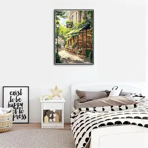 Paint by Numbers Kit for Adults, Easy Street Cafe Adult Paint by Number Kits on Canvas, Spring Scene DIY Acrylic Oil Number Painting Kits for Home Wall Decor Gift