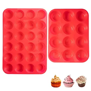 1pc 12 Cups/24 Mini Cups Silicone Muffin Pan - Nonstick Cupcake Pan, Regular Size Silicone Mold for Baking Cupcake, Tarts, Egg Bites
