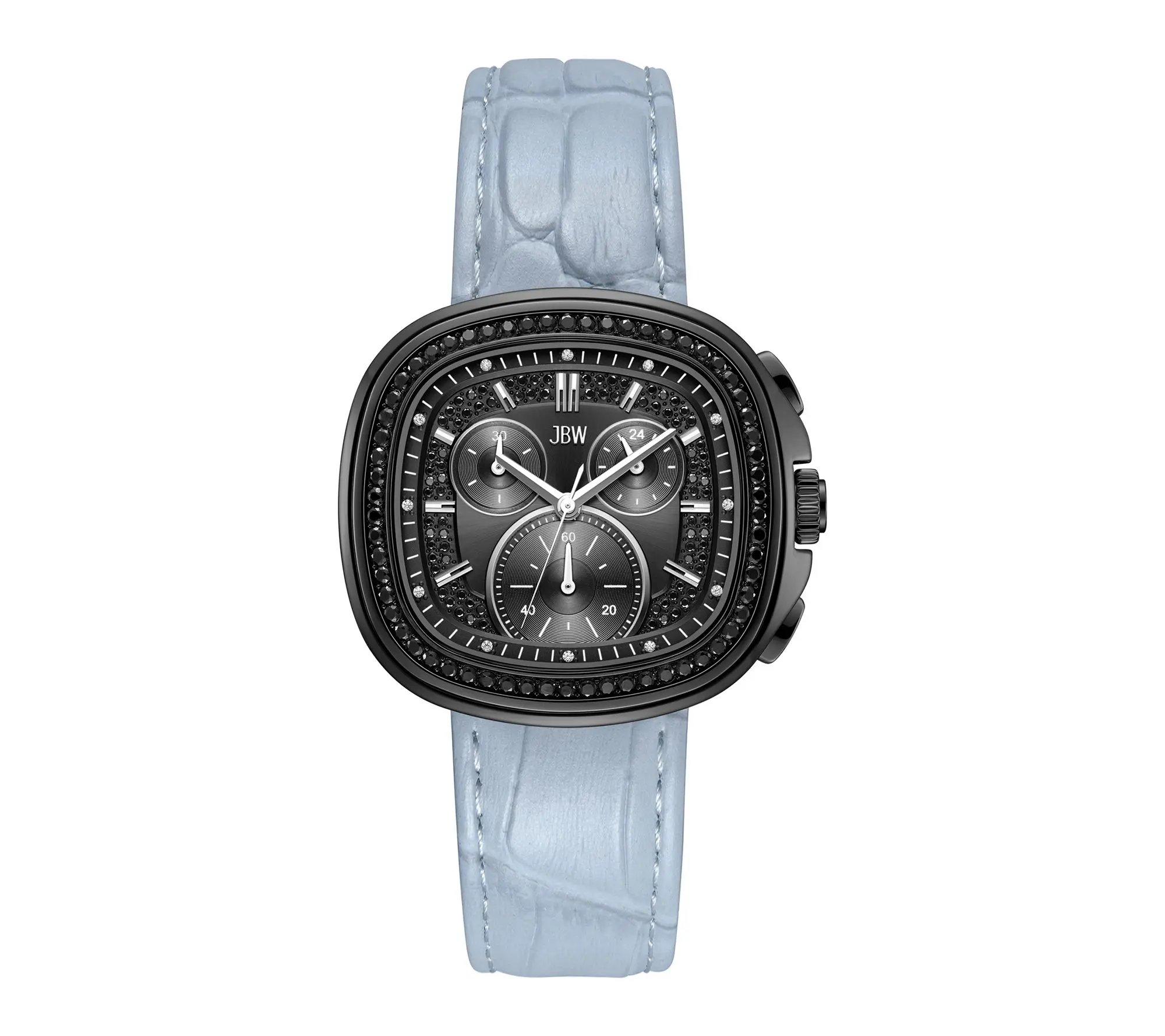 JBW Men's Coast Black IP Crystal Blue Strap Watch