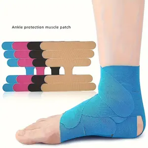 10pcs Pre-Cut Elastic Sports Muscle Tape for Ankle Support & Injury Prevention - Fit for Basketball, Soccer, Skateboarding - Red/Blue/Black, Compression Ankle Sleeve, Sports Ankle Braces, Secure Fit Wrap, Durable Elastic Band