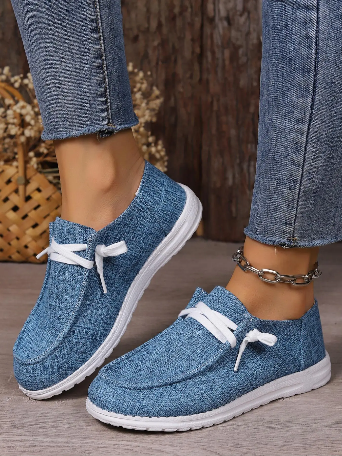 Women's Summer Fashionable Plain Lace up Low Top Canvas Shoes, Lightweight Breathable Comfortable Sports Running Shoes for Daily Wear, Perfect for Stu