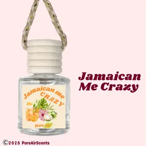 Jamaican Me Crazy Pure Air Scented Air Freshener Oil Diffuser - Hangable Glass Woody Design - Lasts 60+ Days - Fragrance Oil Diffuser