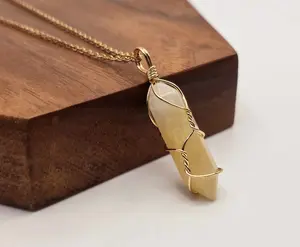 Elegant Gold Wire-Wrapped Citrine Point Necklace - Stunning Gift for Her