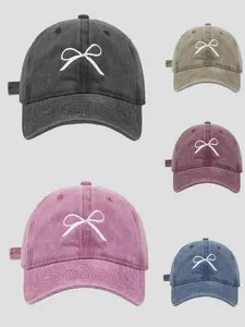 Women's Vintage Bow Embroidery Baseball Cap, Washable Duckbill Hat, Sweet & Cute Design, Versatile Fashion Accessory for Various Occasions, Fashion Matching Hat