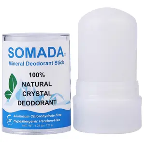 SOMADA Crystal Deodorant Stick for Women and Men, 4.25 oz/120g - 100% Natural Alum Salt Stone Rock - Unscented Mineral Rock