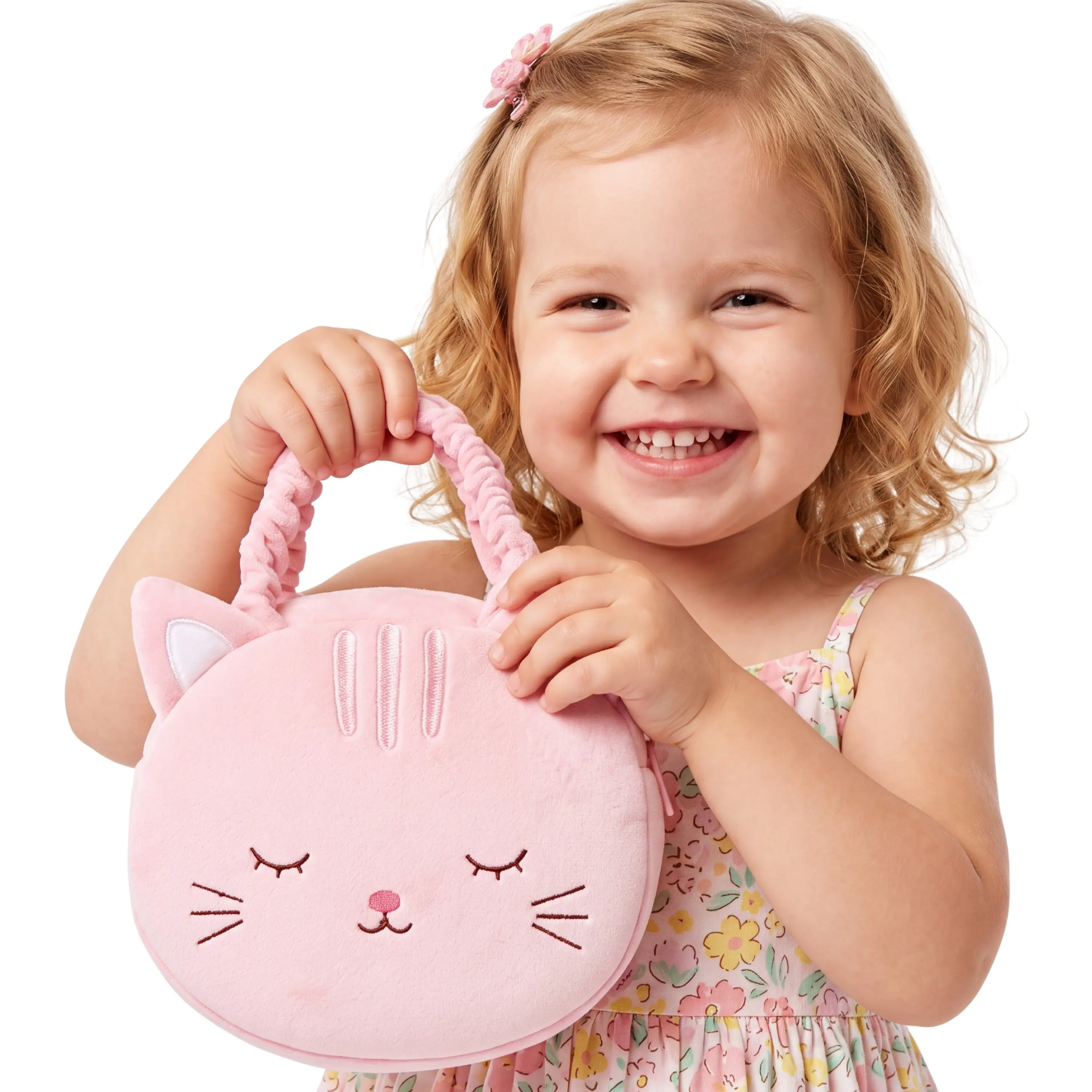 Chic Cat Plush Handbag - Polyester Squishy Bag for Girls, Kids' Wallet & Fashion Accessory, Ideal for Birthday Parties & Gift-Giving, Cute, Party, Embroidery, Minimalist, Reusable
