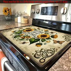 1pc, Stove Top Cover Sunflower Insulation Mat-"Home Sweet Home" Design, Perfect for Kitchen or Dining Table, Multi-Functional Heat- Pad with Elegant Floral and Butterfly Accents, Ideal for Home Decor Heat  Kitchen Countertop Mat
