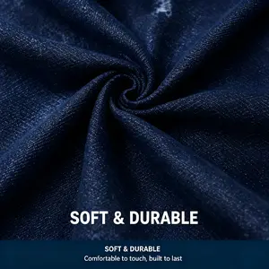 10 oz Medium Weight Dark Wash Denim Fabric by The Yard, 71" Extra Wide Precut 1 Yard Cotton Blend for Sewing, Home Decor & Crafts