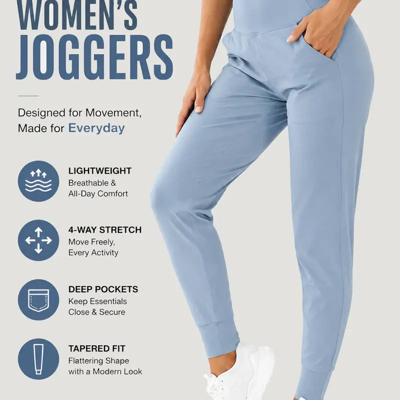 THE GYM PEOPLE Women's Soft Stretchable Jogger Pants - Tapered Lightweight Athletic Bottoms with Pockets, Street Style Sports Jogging Wear for Lounge & Travel, Elastane Athletic Leggings