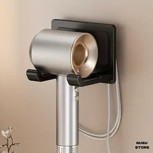 Space-Saving Hair Dryer Holder, Drill-Free for Bathroom & Salon