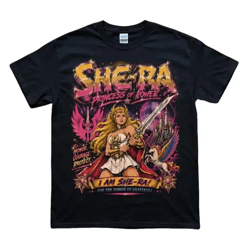 [SALE OFF 50%] Men's Cotton Short-Sleeve She-Ra Princess of Power Vintage Graphic Unisex T-Shirt