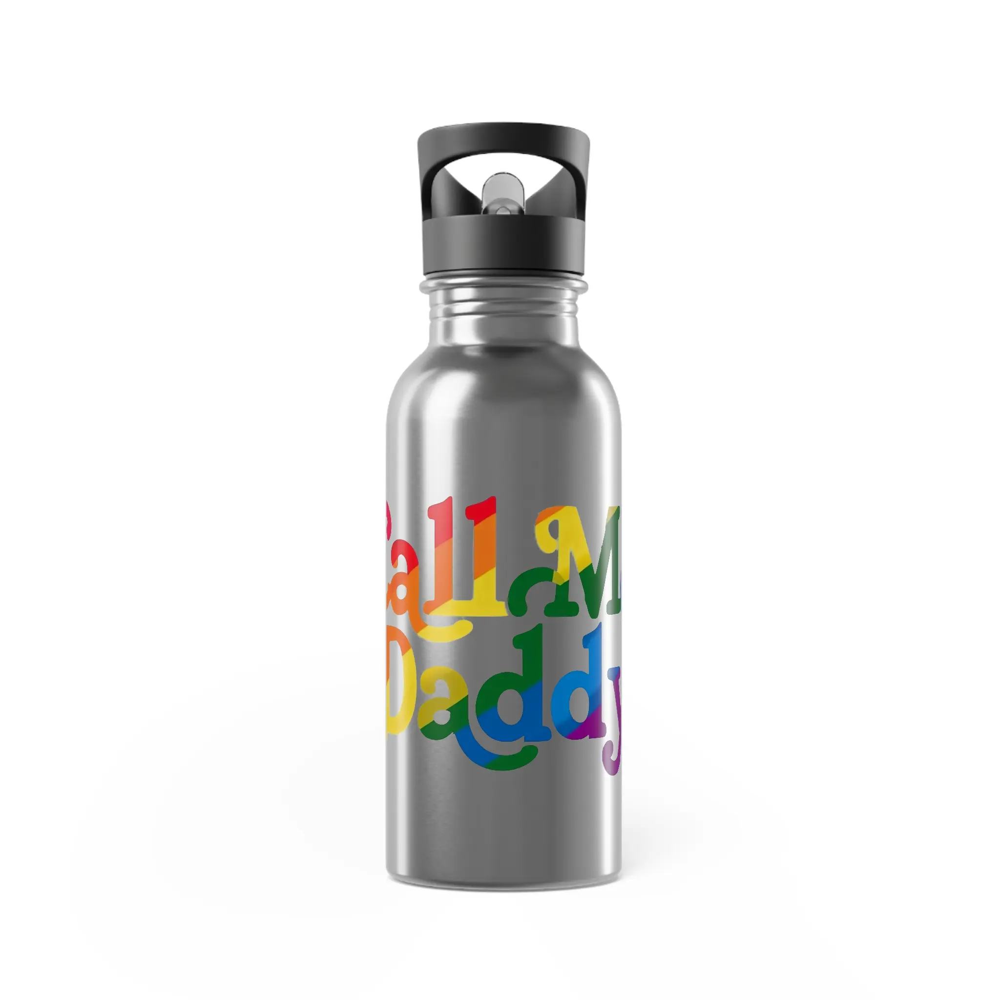 Call Me Daddy water bottle | Stainless Steel Straw Bottle, Rainbow Pride