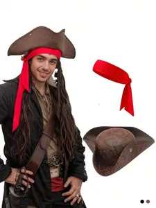 Triangle Pirate Hat Caribbean Pirate Hat Vintage Pirate Hat Party Stage Performance Hat, 1pc Triangle Shape, Retro Style