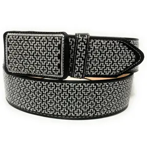CINTO CHARRO BORDADO HILO PLATEADO. MENS WESTERN BLACK VAQUERO LEATHER BELT