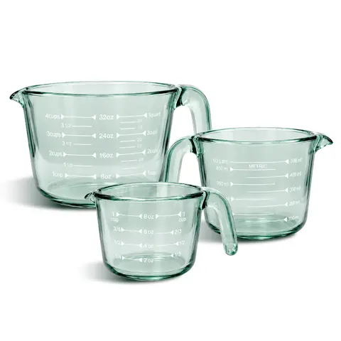 COOK WITH COLOR Glass Measuring Cups - Ideal for Cooking and Baking, Green