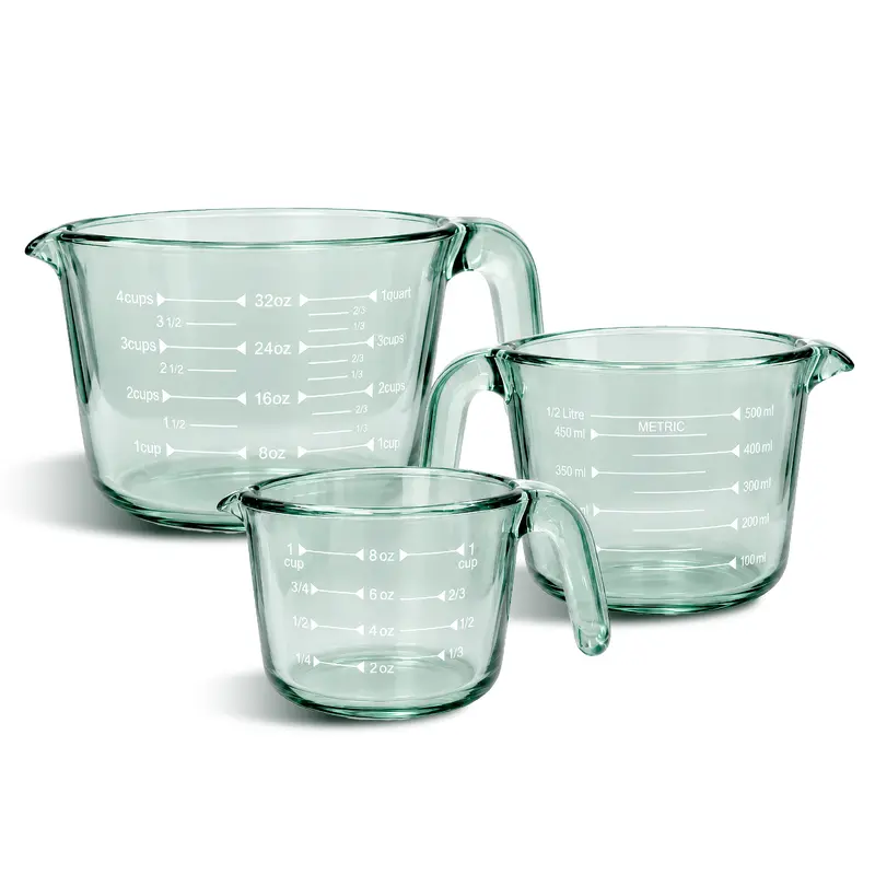 COOK WITH COLOR Glass Measuring Cups - Ideal for Cooking and Baking, Green