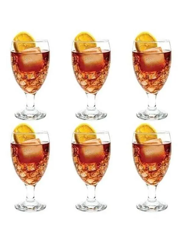 Classic Goblet Party Glasses, Iced  Glasses 20 Ounce, Set of 6 Goblets, Water Glasses, Dishwasher Safe Durable Glassware