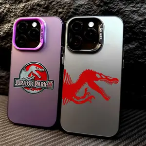 Cool Jurassic Park Phone Case for iPhone 17 16 15 14 13 12 Pro Max Air | Multicolor Matte Laser Metallic Phone Case | Aurora Gradient Finish with Smooth Matte Texture | Durable Scratch-Resistant Anti-Fingerprint Protective Cover Accessories
