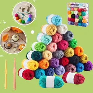 1Set 20g/0.7Oz Acrylic Yarn Mini Skeins Kit, 1300 Yards of Soft Yarn for Crocheting and Knitting Craft Project, Assorted Starter Crochet Bulk Kit for Adults Yarn Winder