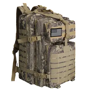 45L Tactical Backpack: Waterproof Military Assault Pack for Travel, Gym & Work. Large EDC Bag with Laptop Sleeve & MOLLE System. Durable Gear for Any Adventure