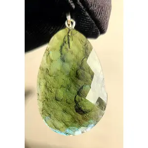 Large Faceted Authentic Moldavite Pendant 24.9 Carat (5 grams)