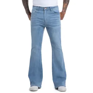 MZNBURAM Men's Stretch Slim Fit Bell Bottom Denim Disco Pants Flared Jeans-31 Inseam