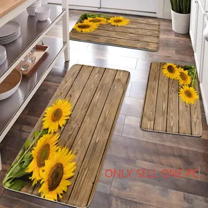 [Popular Choice]1pc, home decoration, bathroom decoration, bathroom mat, bathroom anti-skid mat, kitchen decoration, kitchen mat, sunflower pattern mat, rural theme mat, soft and comfortable, and can relieve fatigue.