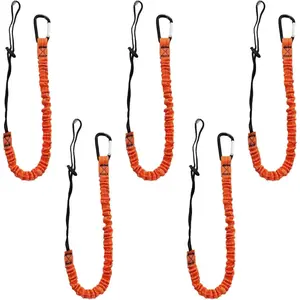 Tool Lanyard with Buckle Strap 5Pcs, 31.5 "-43.3" Extendable Length Tool Tether Lanyard with Carabiner and Adjustable Loop End, Scaffolding Roofing Fall Protection Tool Belts Accessories