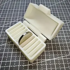 Portable Battery Holder with 10 Drawers - White/Black Compact Storage Box for CR2032 Batteries, Prevents Small Batteries from Getting Lost, Makes Desk/drawer Organization Neater