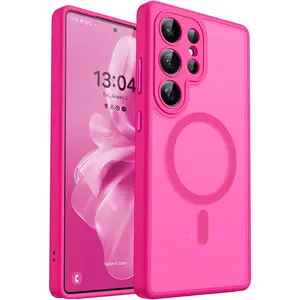 P-PCS031    Designed for Samsung Galaxy S25 Ultra Case (2025) [Full Camera Protection] [Compatible with Magsafe] Translucent Matte Back Protective Phone Cover, Hot Pink