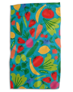 KC Fruit Market 18x30 Work-harder Double-Sided Microfiber Towel - Colorful Ultra-Absorbent Kitchen Towel For Cleaning, Drying Dishes & Daily Home Use