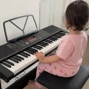 ZENY 61-Key Portable Electronic Keyboard Piano Set Kids Piano Height Adjustable W/LED Screen, Stand, Stool, Microphone