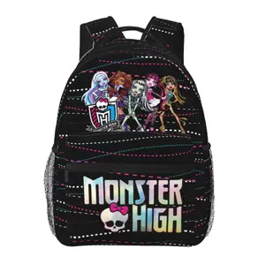 Cute Monster high Print Backpack for Women Monster high dolls Ergonomic Cushioned Laptop Daypack with Multiple Zipper Pockets, Monster high doll Lightweight Travel Bagpack for College & Outdoor Activities