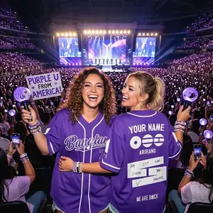 Custom 4 Color Kpop Baseball Jersey – Personalized Name & Number V-Neck, 2026 World Tour Concert Fan Merch, Streetwear Gift Outfit