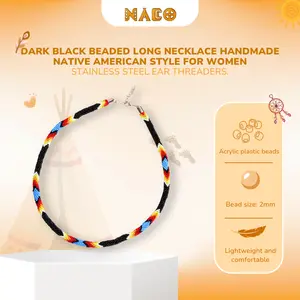 Indigenous Style Beaded Necklace - Handmade with Black & Sunset Colors Trendy Fashionable Accessories Modern Versatile Accessories