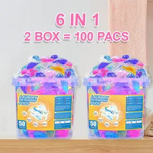Value 2 Pack, 72 Hour Lasting Fragrance, 6 in 1 High Efficiency Laundry Pods, 50 Pods Per Box, Tough Stain Removal and Fabric Softening
